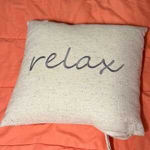 “relax” throw pillow